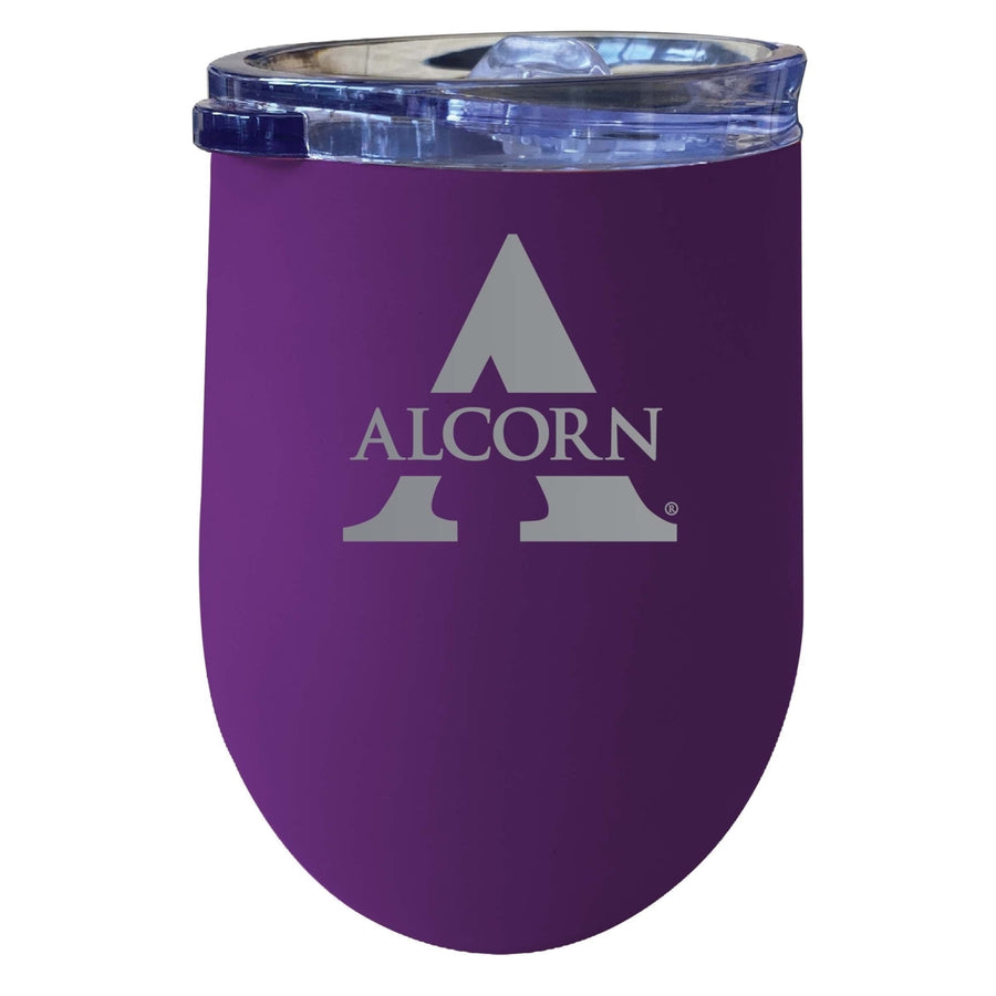 Alcorn State Braves 12 oz Etched Insulated Wine Stainless Steel Tumbler Purple Image 1