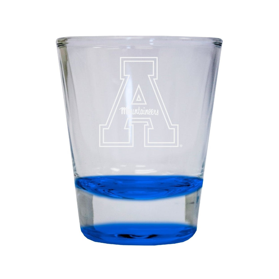 Appalachian State Etched Round Shot Glass 2 oz Blue Image 1
