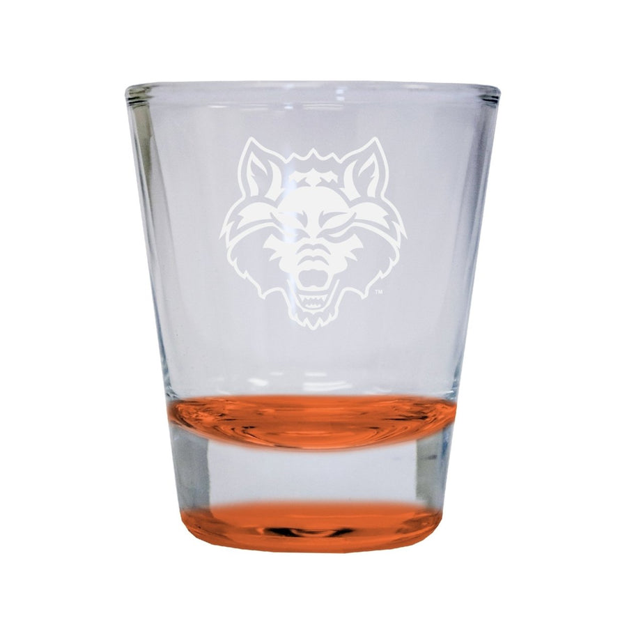 NCAA Arkansas State Collectors 2oz Laser-Engraved Spirit Shot Glass Orange Image 1