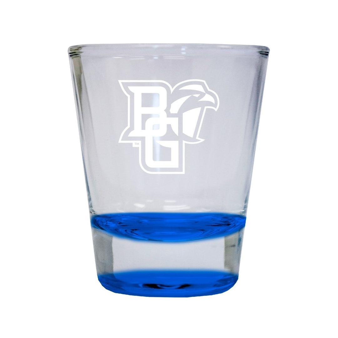 Bowling Green Falcons Etched Round Shot Glass 2 oz Blue Image 1