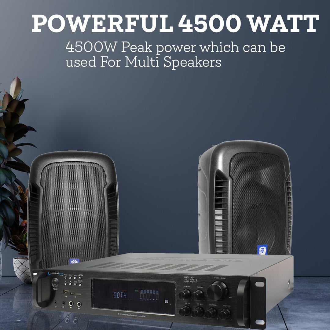 Technical Pro 4500W Digital Hybrid Amplifier with Bluetooth USB FM Radio Remote Image 6