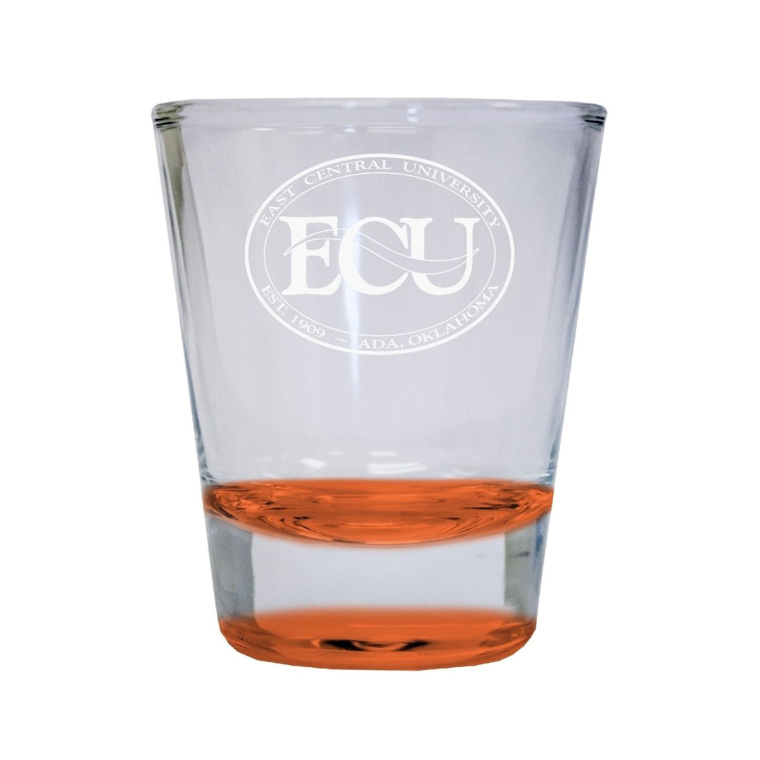 NCAA East Central University Tigers Collectors 2oz Laser-Engraved Spirit Shot Glass Orange Image 1