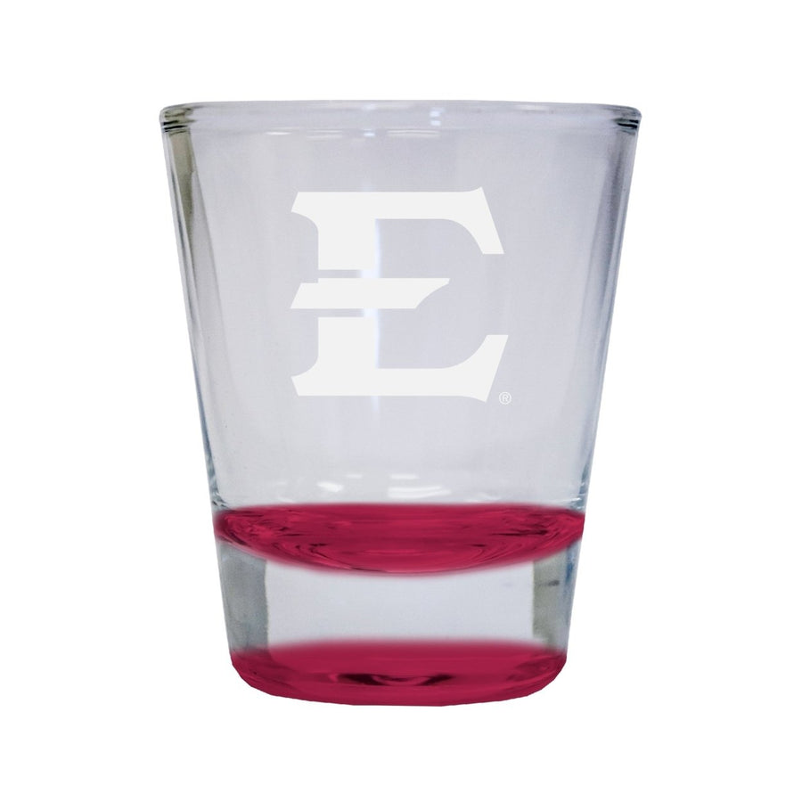 NCAA East Tennessee State University Collectors 2oz Laser-Engraved Spirit Shot Glass Red Image 1