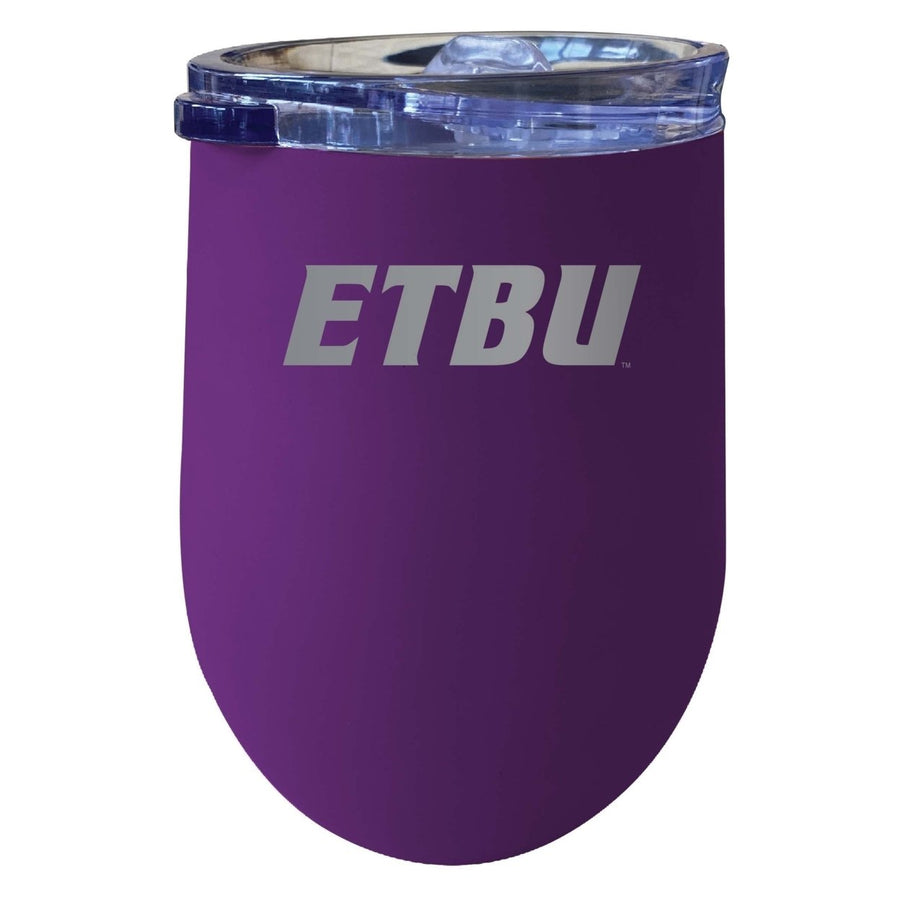 East Texas Baptist University 12 oz Etched Insulated Wine Stainless Steel Tumbler Purple Image 1