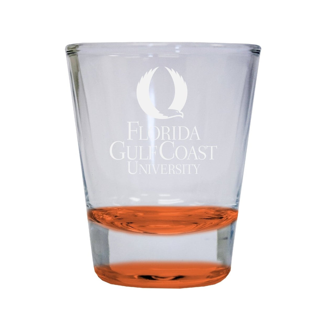 Florida Gulf Coast Eagles Etched Round Shot Glass 2 oz Orange Image 1