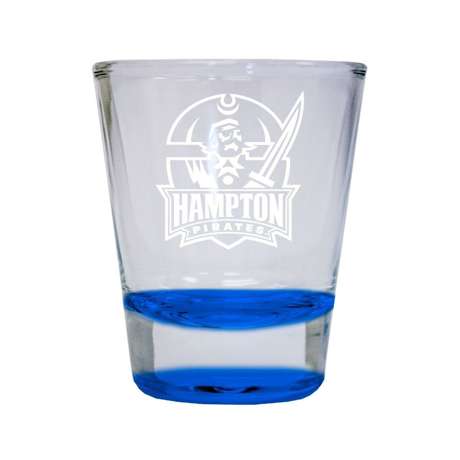 NCAA Hampton University Collectors 2oz Laser-Engraved Spirit Shot Glass Blue Image 1