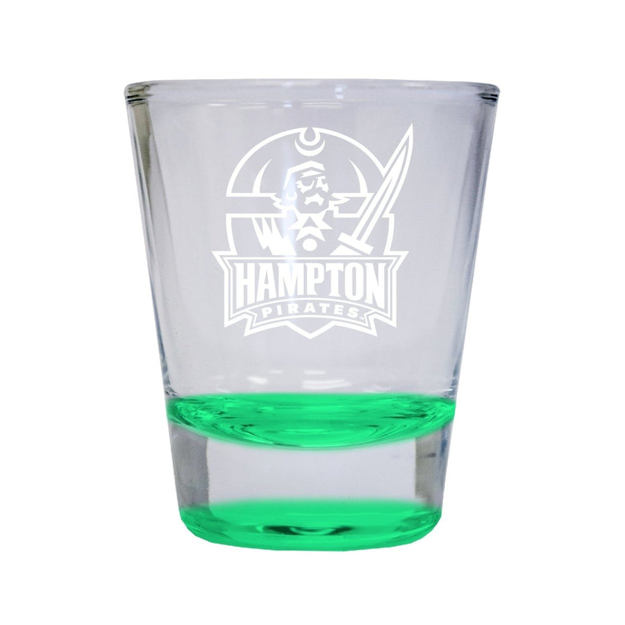 NCAA Hampton University Collectors 2oz Laser-Engraved Spirit Shot Glass Green Image 1