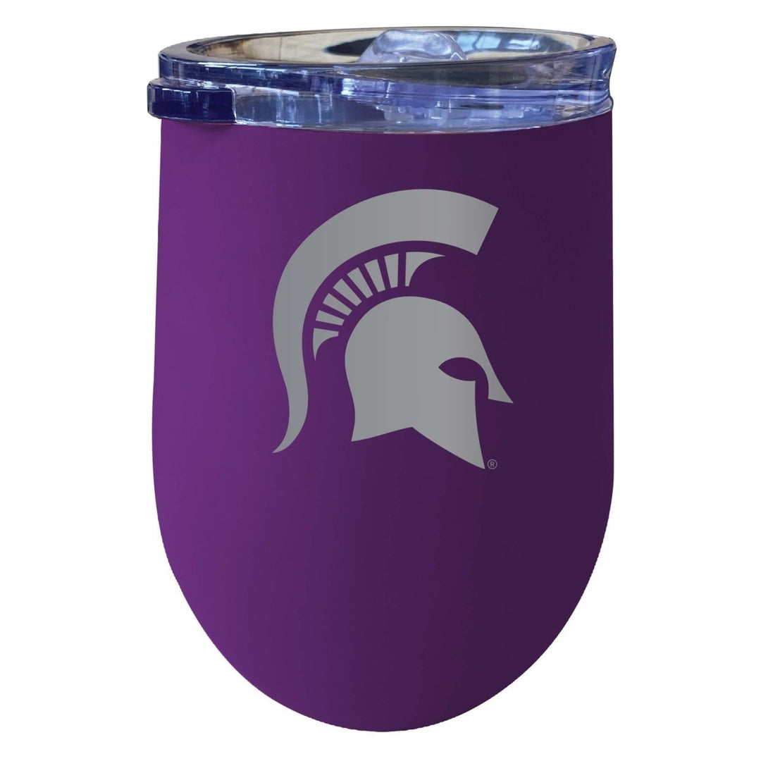 Michigan State Spartans 12 oz Etched Insulated Wine Stainless Steel Tumbler Purple Image 1