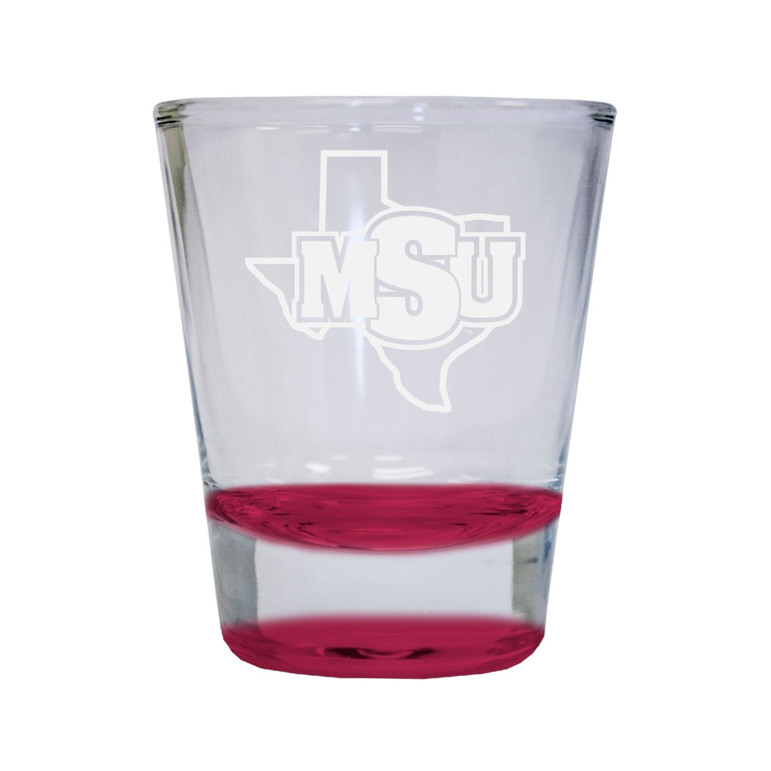 NCAA Midwestern State University Mustangs Collectors 2oz Laser-Engraved Spirit Shot Glass Red Image 1