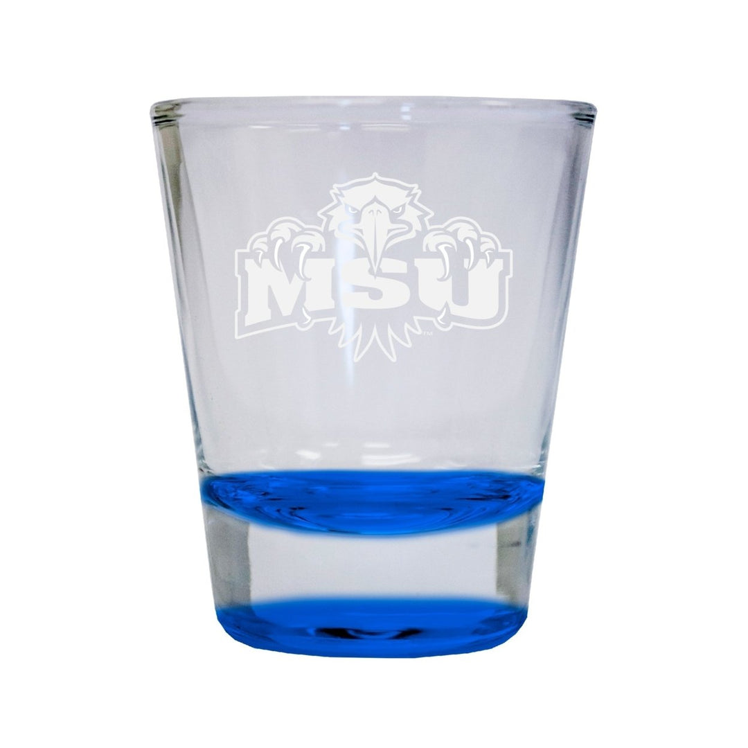 NCAA Morehead State University Collectors 2oz Laser-Engraved Spirit Shot Glass Blue Image 1