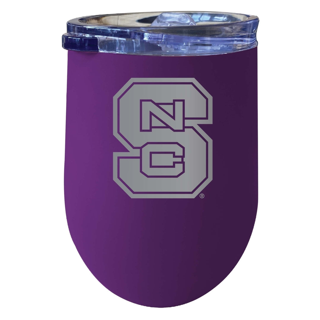 NC State Wolfpack 12 oz Etched Insulated Wine Stainless Steel Tumbler Purple Image 1
