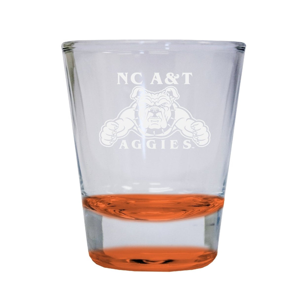 NCAA North Carolina AandT State Aggies Collectors 2oz Laser-Engraved Spirit Shot Glass Orange Image 1