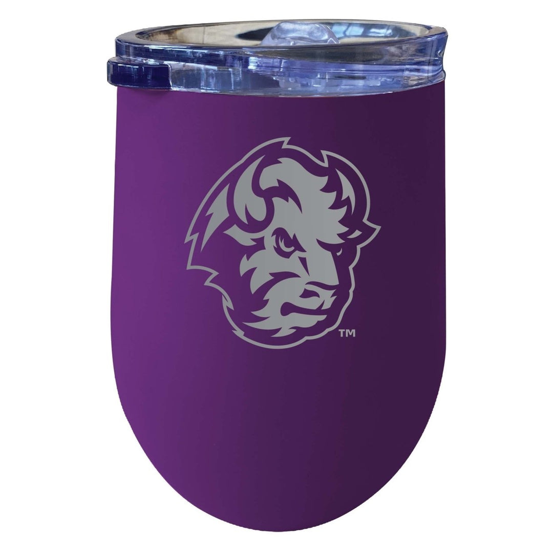 North Dakota State Bison 12 oz Etched Insulated Wine Stainless Steel Tumbler Purple Image 1