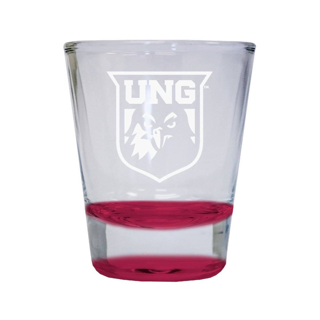 North Georgia Nighhawks Etched Round Shot Glass 2 oz Red Image 1