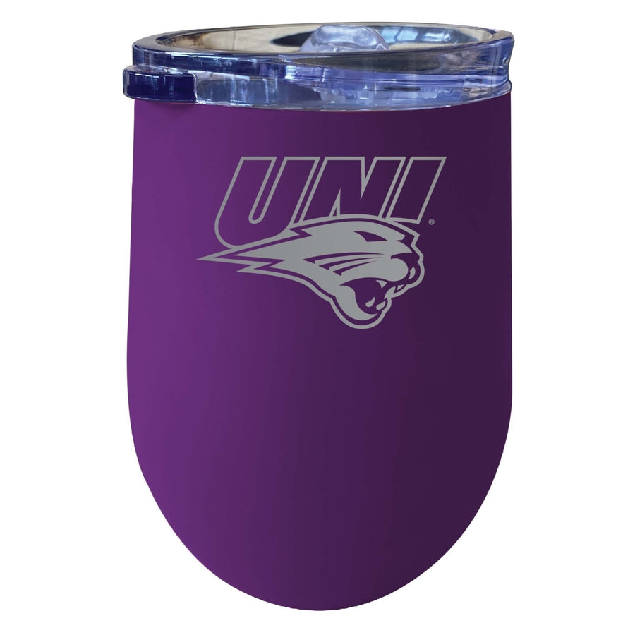 Northern Iowa Panthers 12 oz Etched Insulated Wine Stainless Steel Tumbler Purple Image 1