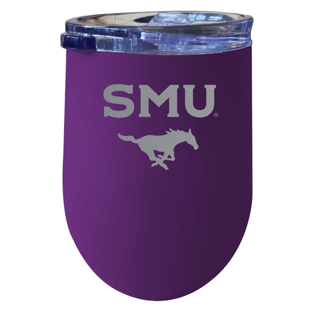 Southern Methodist University 12 oz Etched Insulated Wine Stainless Steel Tumbler Purple Image 1