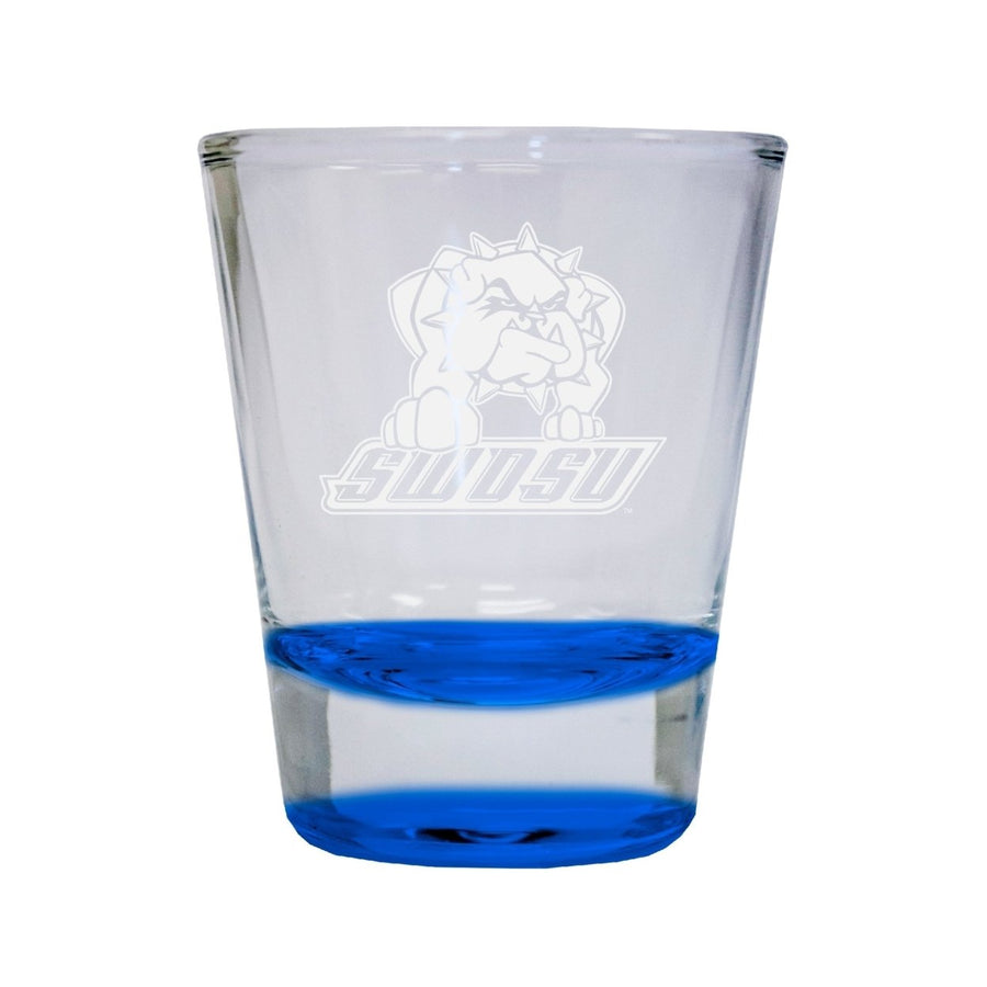 NCAA Southwestern Oklahoma State University Collectors 2oz Laser-Engraved Spirit Shot Glass Blue Image 1