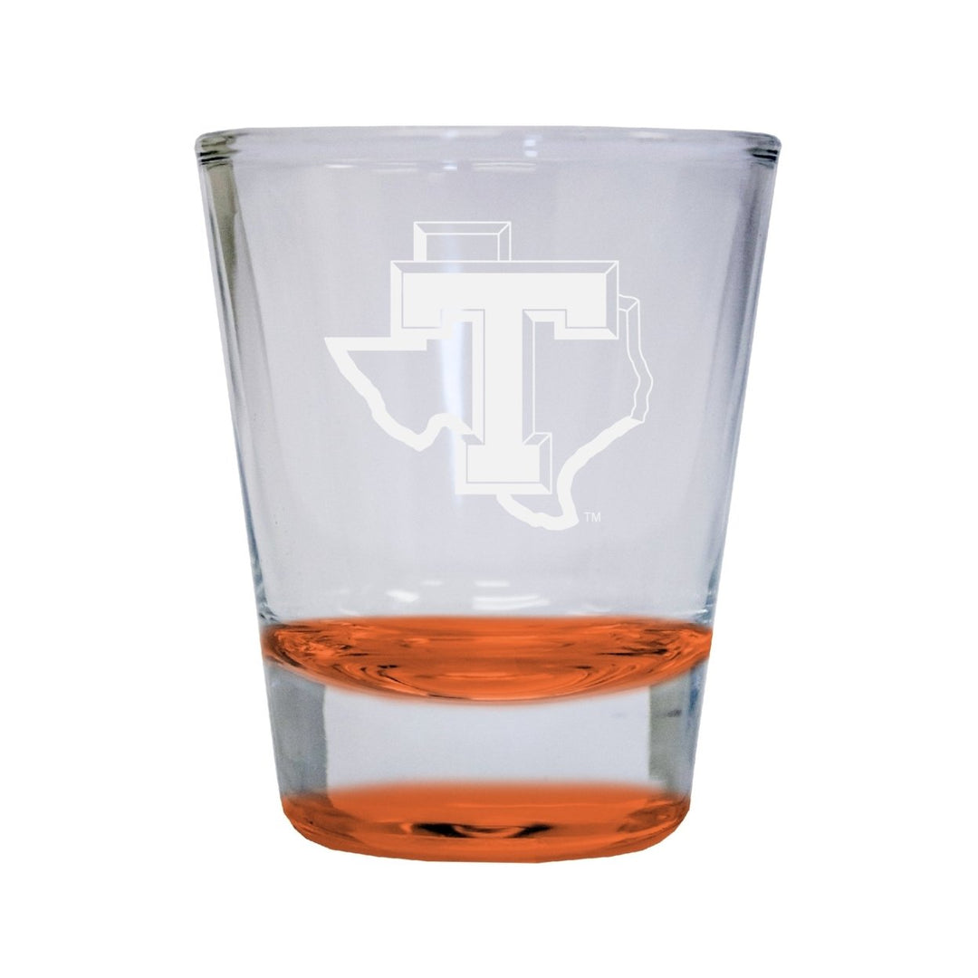 Tarleton State University Etched Round Shot Glass 2 oz Orange Image 1