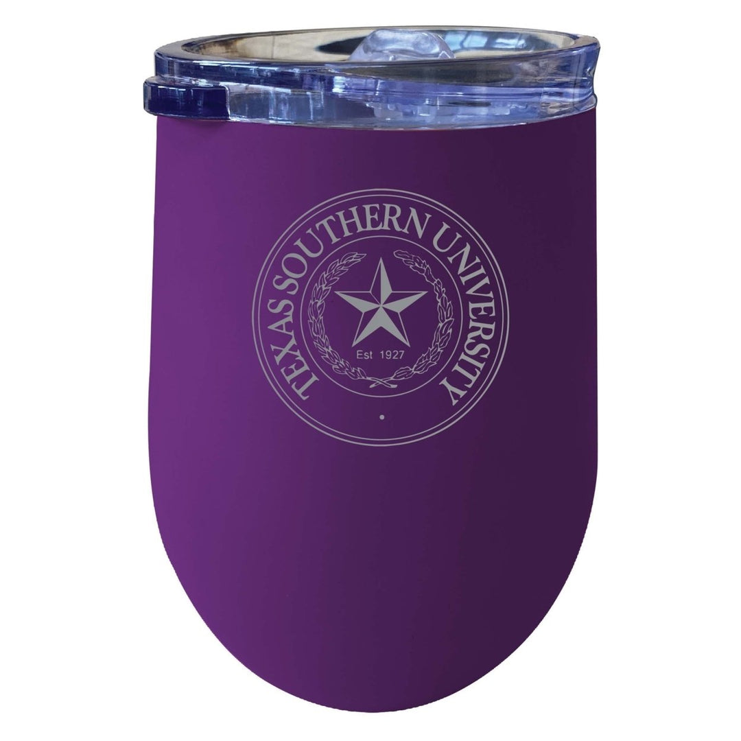 Texas Southern University 12 oz Etched Insulated Wine Stainless Steel Tumbler Purple Image 1