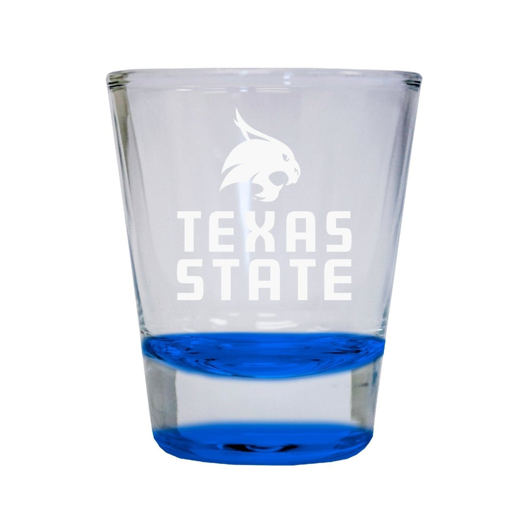 NCAA Texas State Bobcats Collectors 2oz Laser-Engraved Spirit Shot Glass Blue Image 1