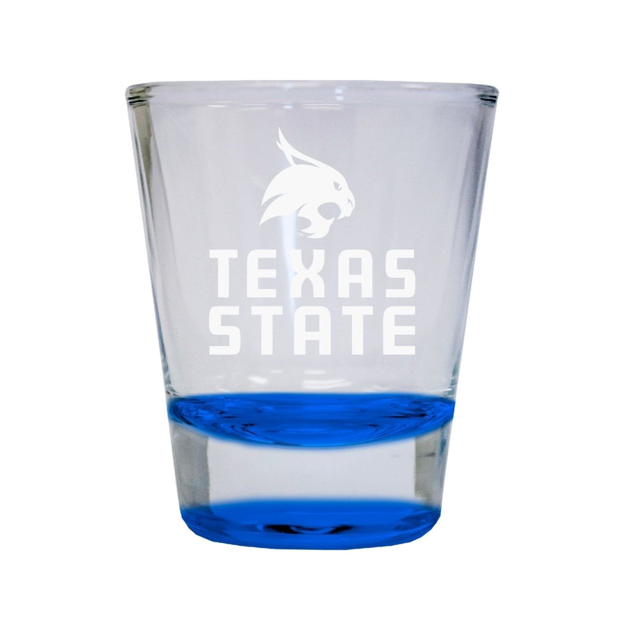 NCAA Texas State Bobcats Collectors 2oz Laser-Engraved Spirit Shot Glass Blue Image 1