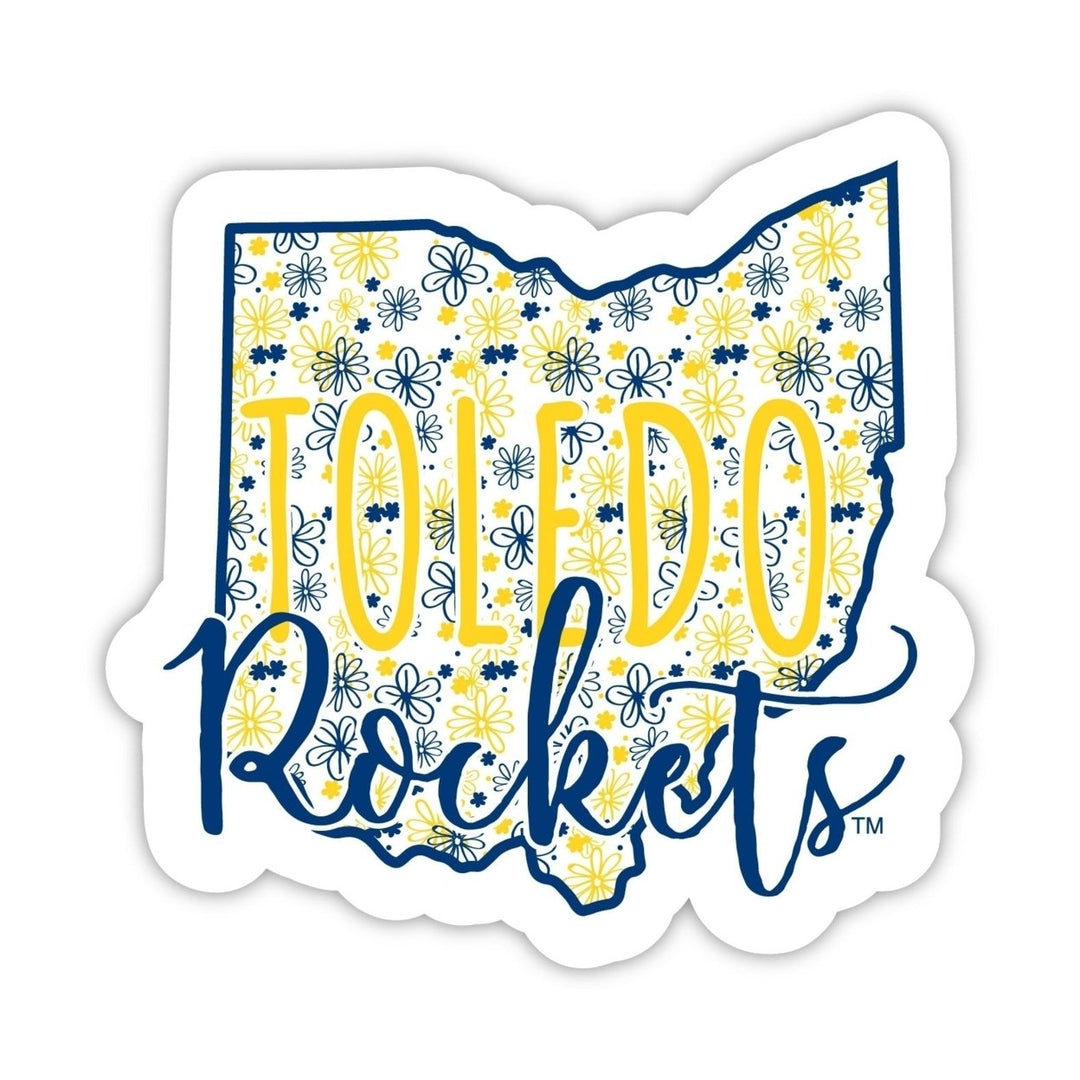 Toledo Rockets 2-Inch on one of its sides Floral Design NCAA Floral Love Vinyl Sticker - Blossoming School Spirit Decal Image 1