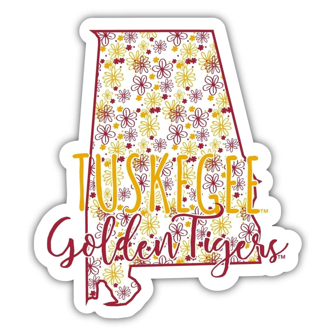 Tuskegee University 2-Inch on one of its sides Floral Design NCAA Floral Love Vinyl Sticker - Blossoming School Spirit Image 1