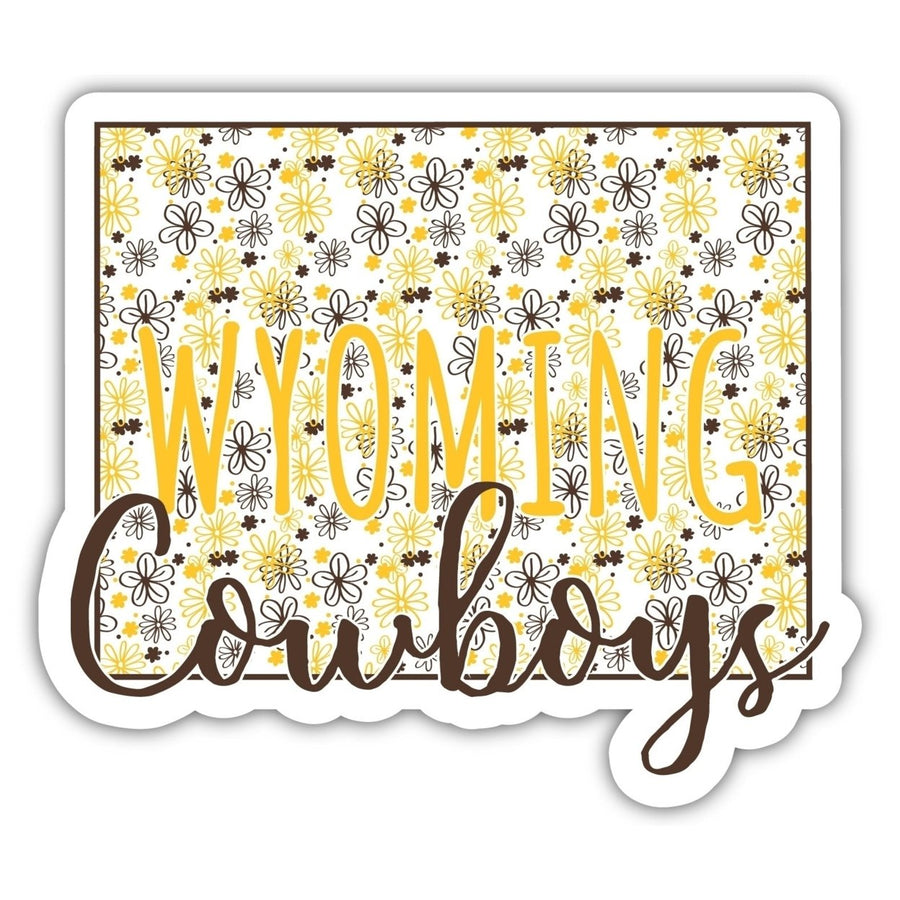 University of Wyoming 2-Inch on one of its sides Floral Design NCAA Floral Love Vinyl Sticker - Blossoming School Spirit Image 1