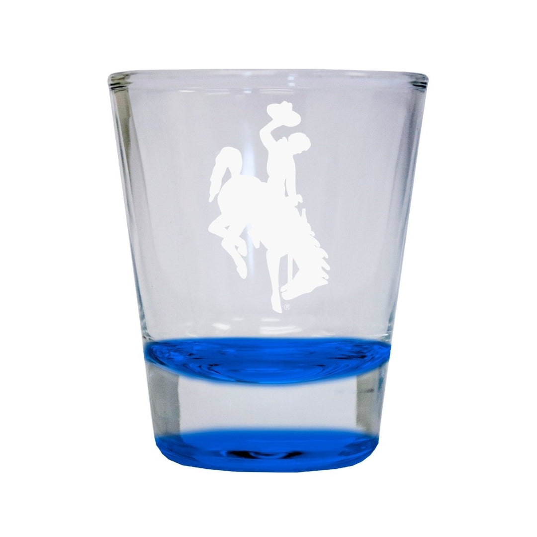 NCAA University of Wyoming Collectors 2oz Laser-Engraved Spirit Shot Glass Blue Image 1