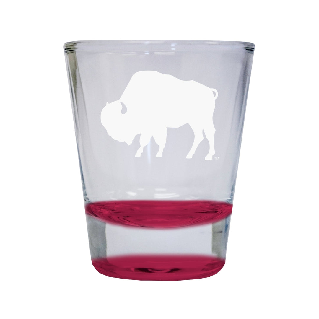 West Texas A&M Buffaloes Etched Round Shot Glass 2 oz Red Image 1