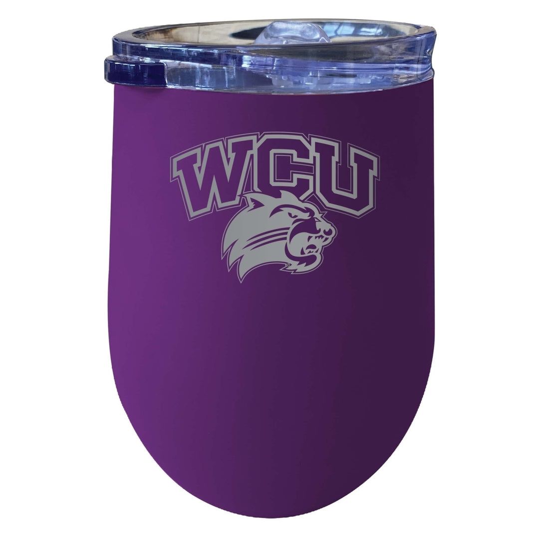 Western Carolina University 12 oz Etched Insulated Wine Stainless Steel Tumbler Purple Image 1