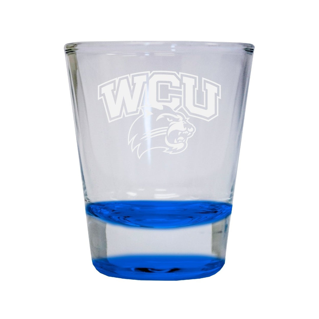 NCAA Western Carolina University Collectors 2oz Laser-Engraved Spirit Shot Glass Blue Image 1