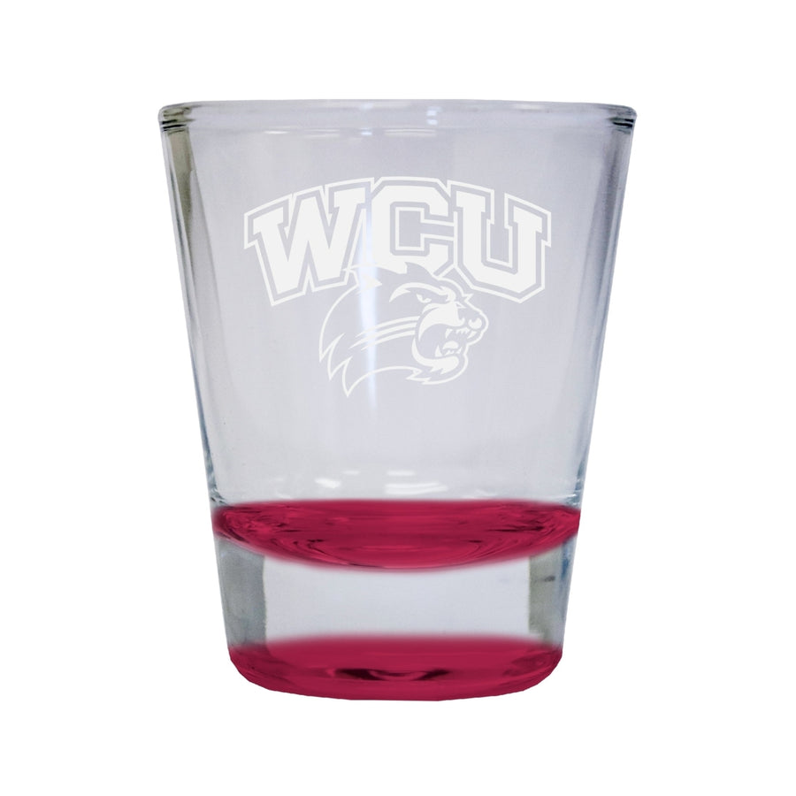 Western Carolina University Etched Round Shot Glass 2 oz Red Image 1