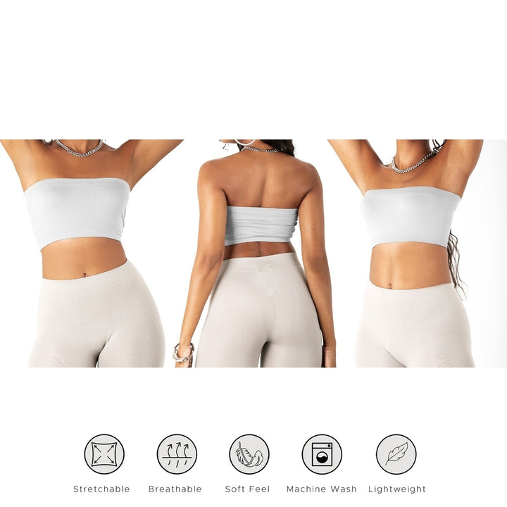 6-Pack: Womens Seamless Strapless Bandeau Crop Tube Top Bra Bralettes (XS-4XL) Image 3