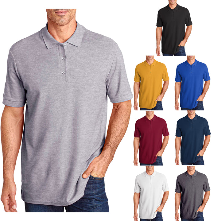 4-Pack Mens Gildan Premium Cotton Pique Polos Image 3