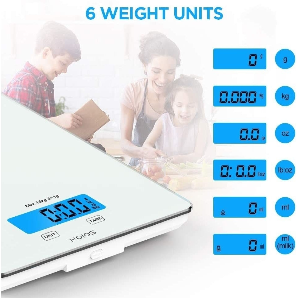 USB Rechargeable Food Scale 33lb 15Kg Kitchen Scale Digital Weight Grams and oz for Cooking Baking Image 4