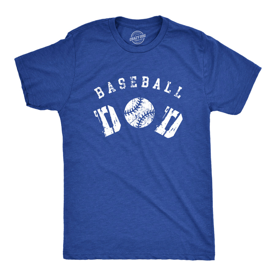 Mens Baseball Dad T Shirt Funny Cool Fathers Day Gift Base Ball Tee For Guys Image 1