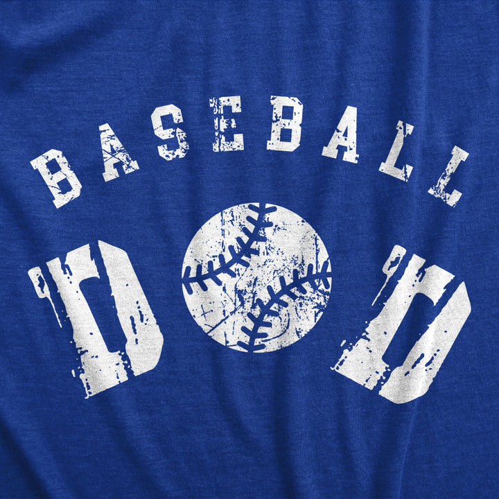 Mens Baseball Dad T Shirt Funny Cool Fathers Day Gift Base Ball Tee For Guys Image 2