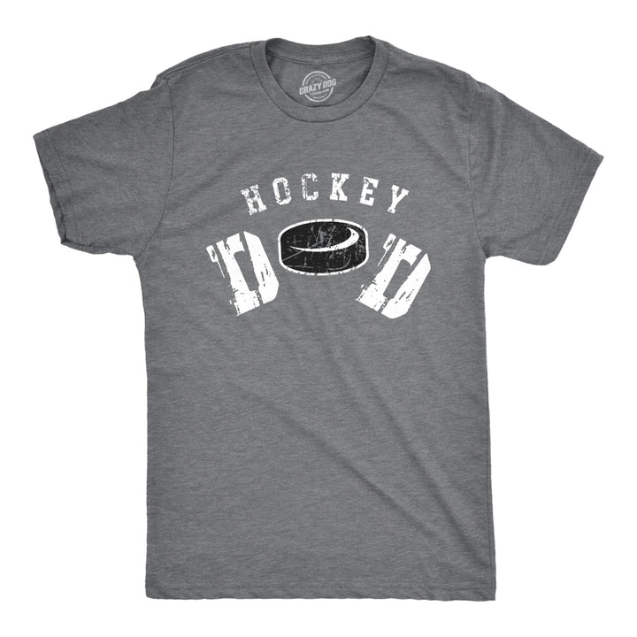 Mens Hockey Dad T Shirt Funny Cool Ice Hockey Fathers Day Gift Puck Graphic Tee For Guys Image 1
