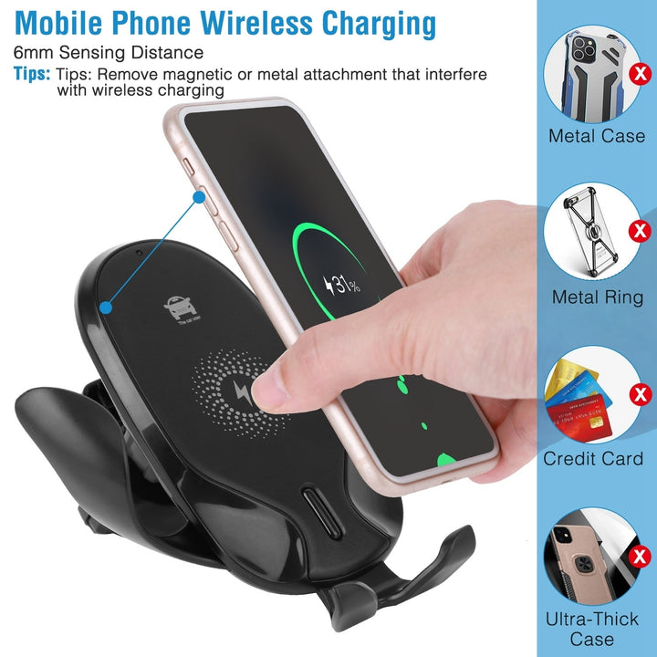 Wireless Car Charger 15W Qi Fast Charging Car Mount Air Vent Phone Holder Image 6