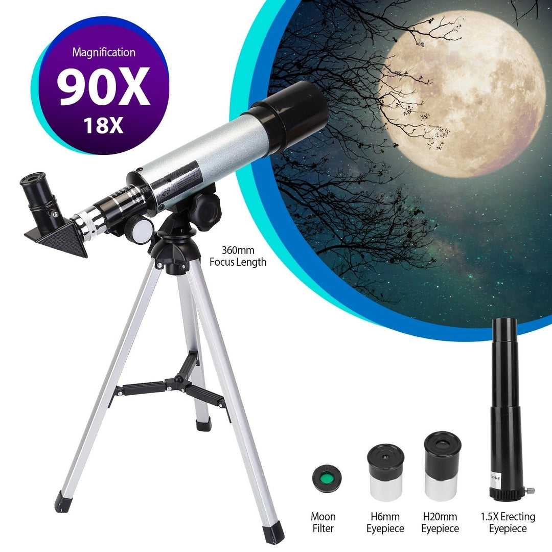 Refractive 90X Astronomical Monocular Telescope for Kids and Lunar Beginners for HD Viewing Space Star Moon Tripod 2 Image 1