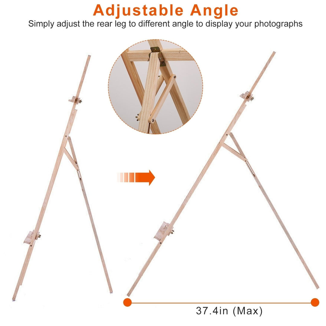 Painting Easel Stand Wooden Inclinable A Frame Tripod Easel Drawing Stand with 63.4 in-68.9in Adjustable Height Hold Image 4