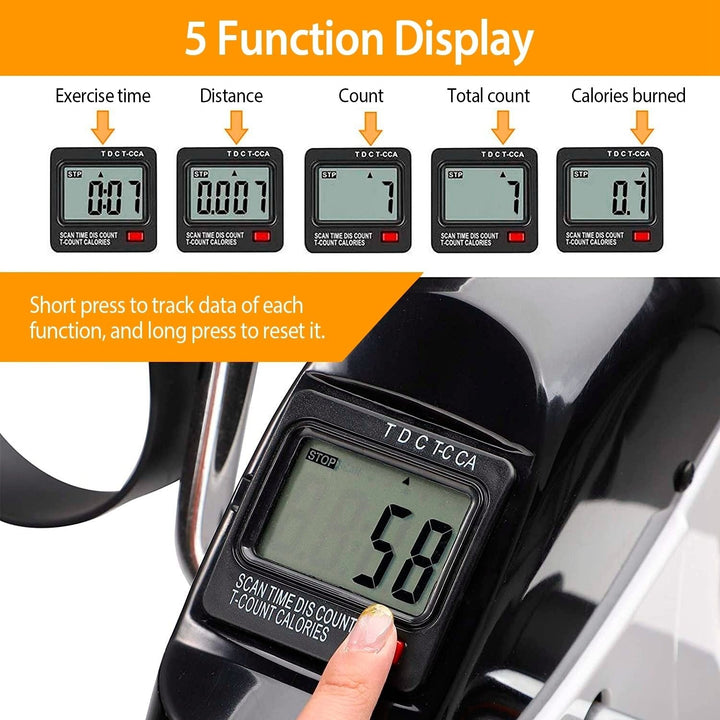 Under Desk Bike Pedal Exerciser Mini Cycle LCD Display Adjustable Resistance Black Image 2