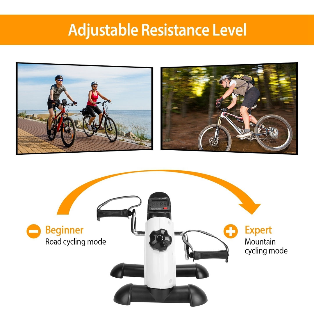 Under Desk Bike Pedal Exerciser Mini Cycle LCD Display Adjustable Resistance Black Image 3