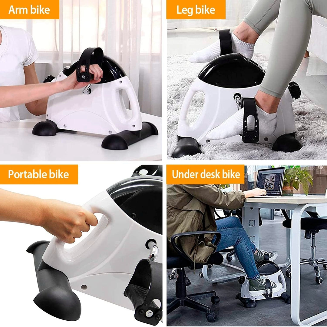 Stationary Under Desk Bike Pedal Exerciser Arm Leg Exerciser with LCD Screen Mini Exercise Cycle Bike Image 4