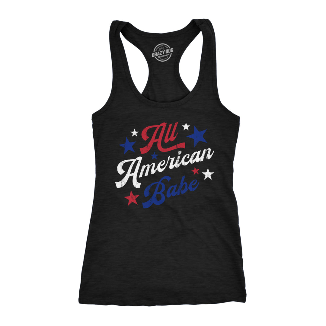 Womens All American Babe Fitness Tank Funny Cool Patriotic Fourth Of July Party Sleeveless Tee For Ladies Image 1