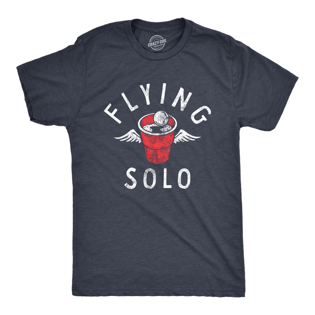 Mens Flying Solo T Shirt Funny Drinking Game Partying Cup Graphic Novelty Tee For Guys Image 1