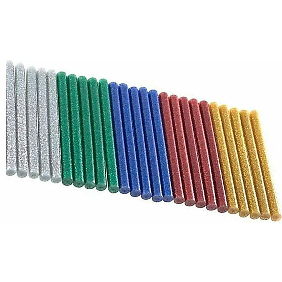 Set of 100 Glitter Hot Glue Sticks 5 Assorted Colors by Apple Crafts Image 1