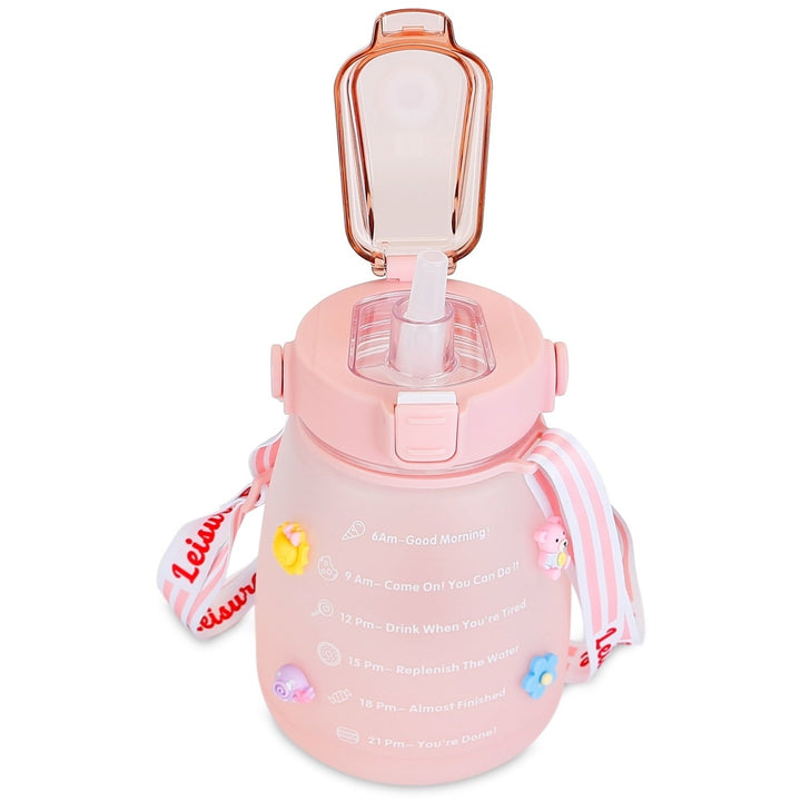 Kawaii Water Bottle with Straw 37.2oz Large Capacity Portable Sports Bottle with Cute Three-Dimensional Stickers Image 8