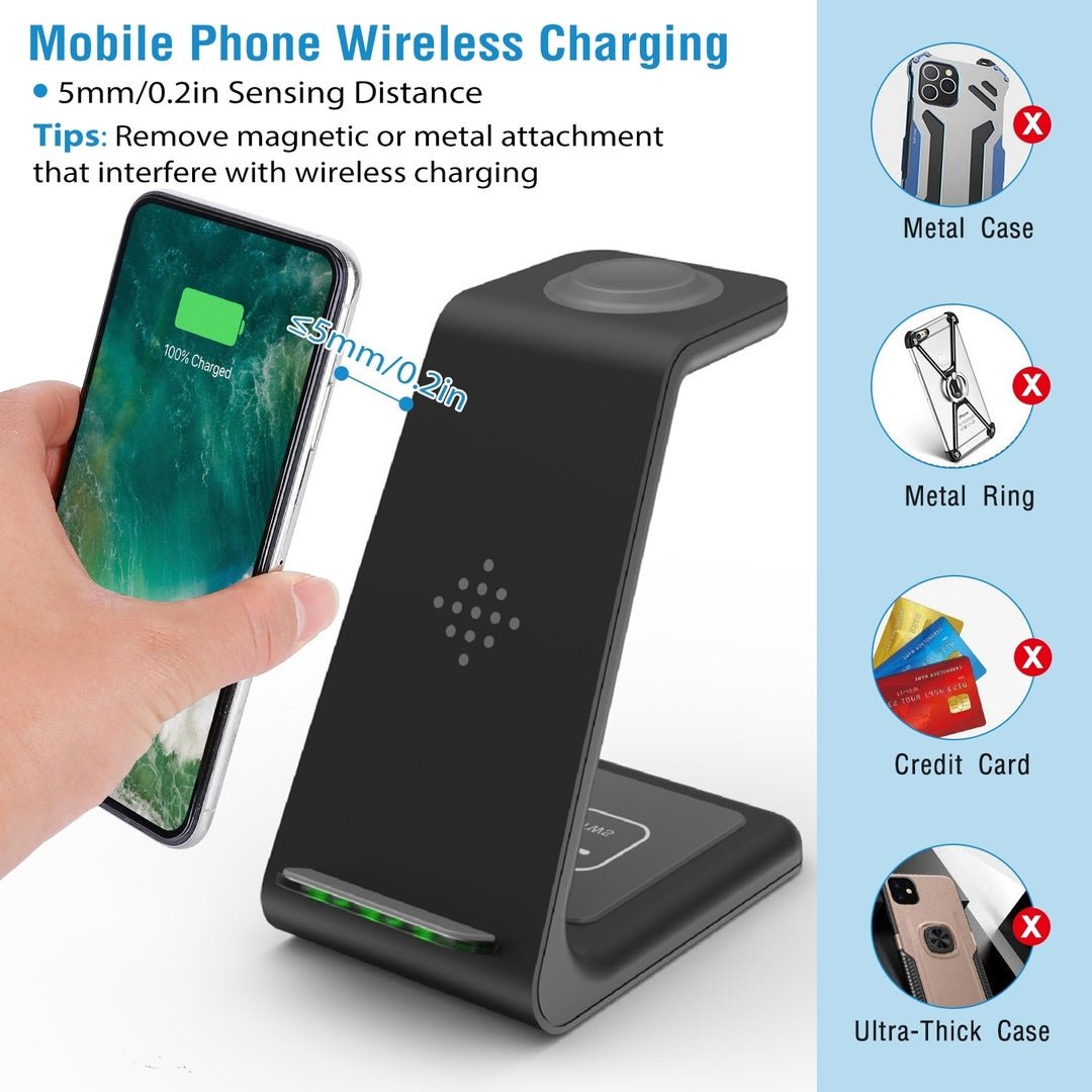 15W 3 in 1 Wireless Charger Dock Fast Charging Station Stand Holder Image 3